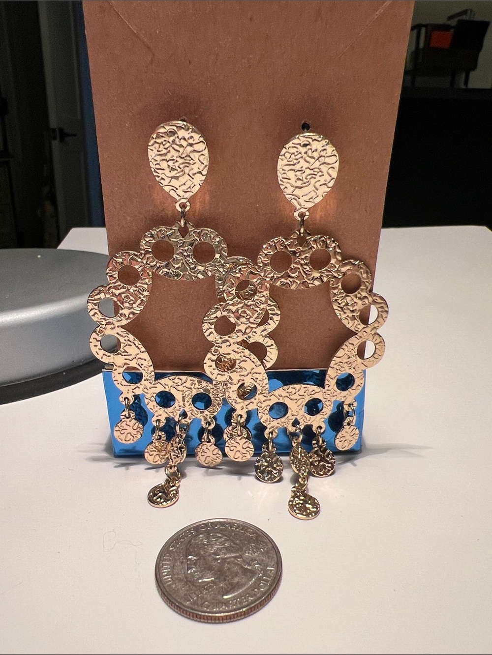 Gold-Tone Filigree Chandelier Earrings - Women Jewelry